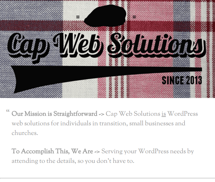 Original Cap Web Solutions Website Front Page