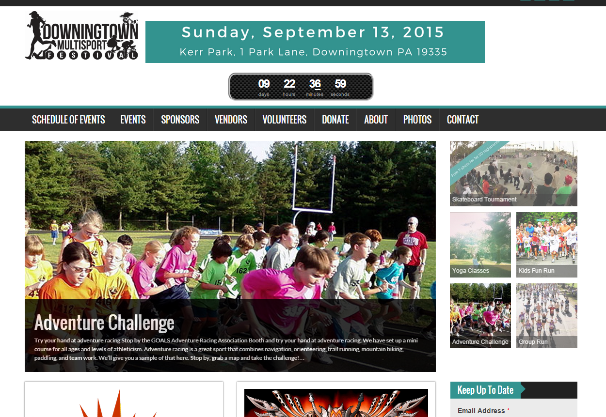 Downingtown Multisport Festival Website Front Page