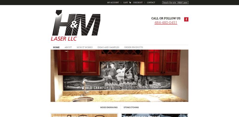 Above the fold view of HMLASERLLC.com website