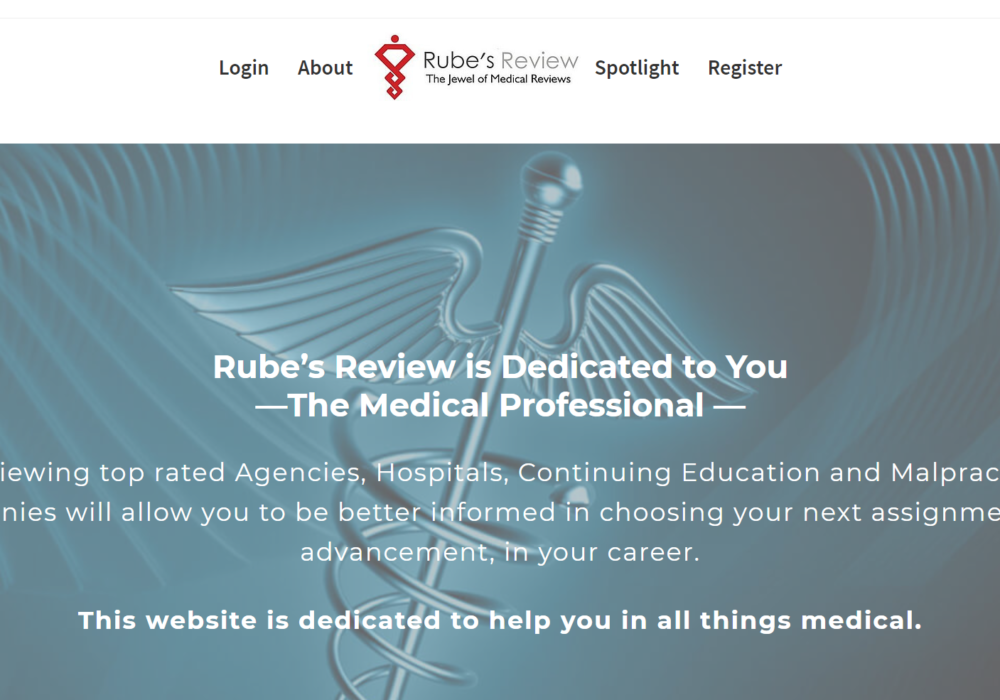 Above the fold view of Rubes Review website