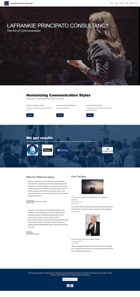 Full front page view of lafrankieprincipatoconsultancy.com website