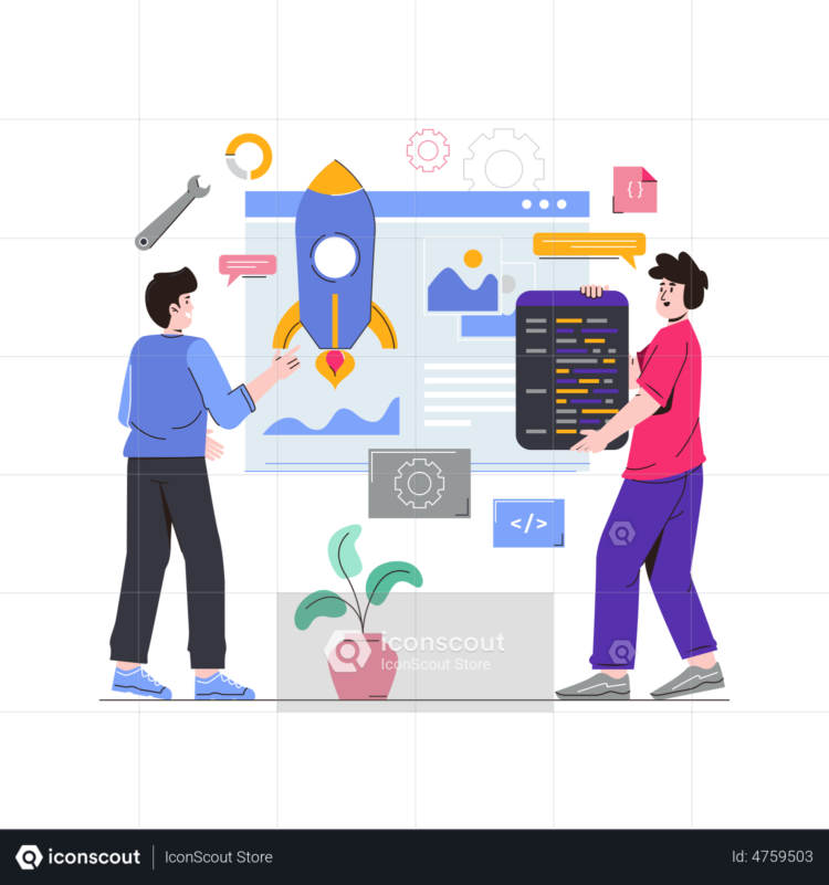 Team Of Developers Launching Website