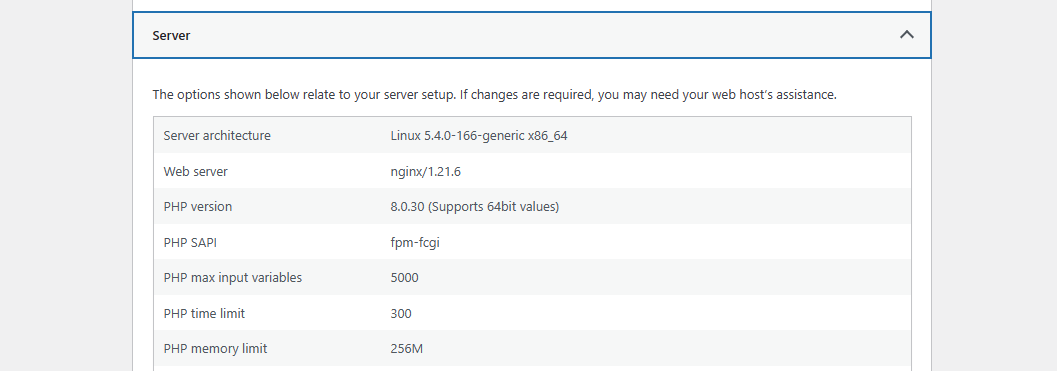 Server running php8.0