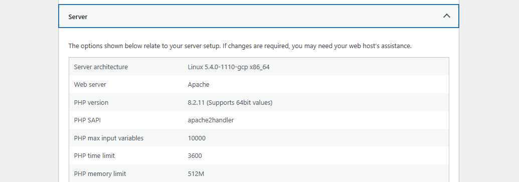 Server running php8.2