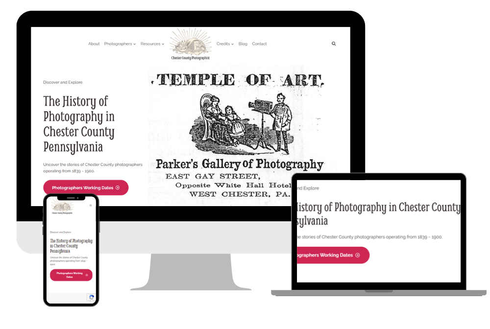 3 device responsive view of Chester County Photographist website.