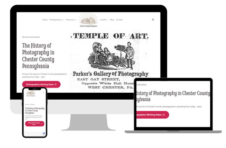 3 device responsive view of Chester County Photographist website.