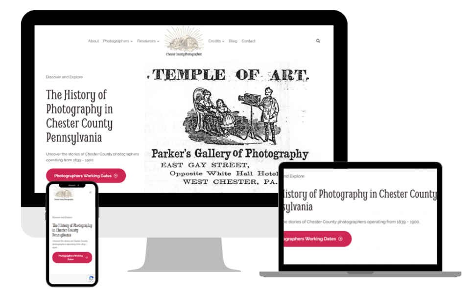 3 device responsive view of Chester County Photographist website. 